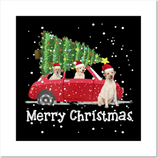 Nova Scotia Duck Tolling Retriever Rides Car Red Truck Christmas Tree - Merry Christmas Dog Lovers Posters and Art
